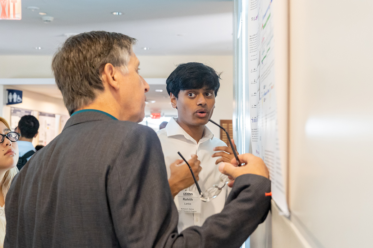 A student presents research.